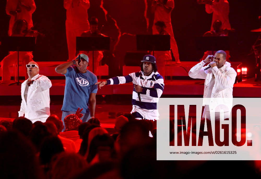 (L-R) Spliff Star, Billy Danze, Lil Fame and Busta Rhymes perform onstage during the 23rd annual BET Awards live telecast at the Microsoft Theater in Los Angeles on Sunday, June 25, 2023. The BET Award honors Black entertainers and other people of color in music, film, sports and philanthropy. This year s event celebrates the 50th anniversary of hip-hop. LAP20230625046 JIMxRUYMEN