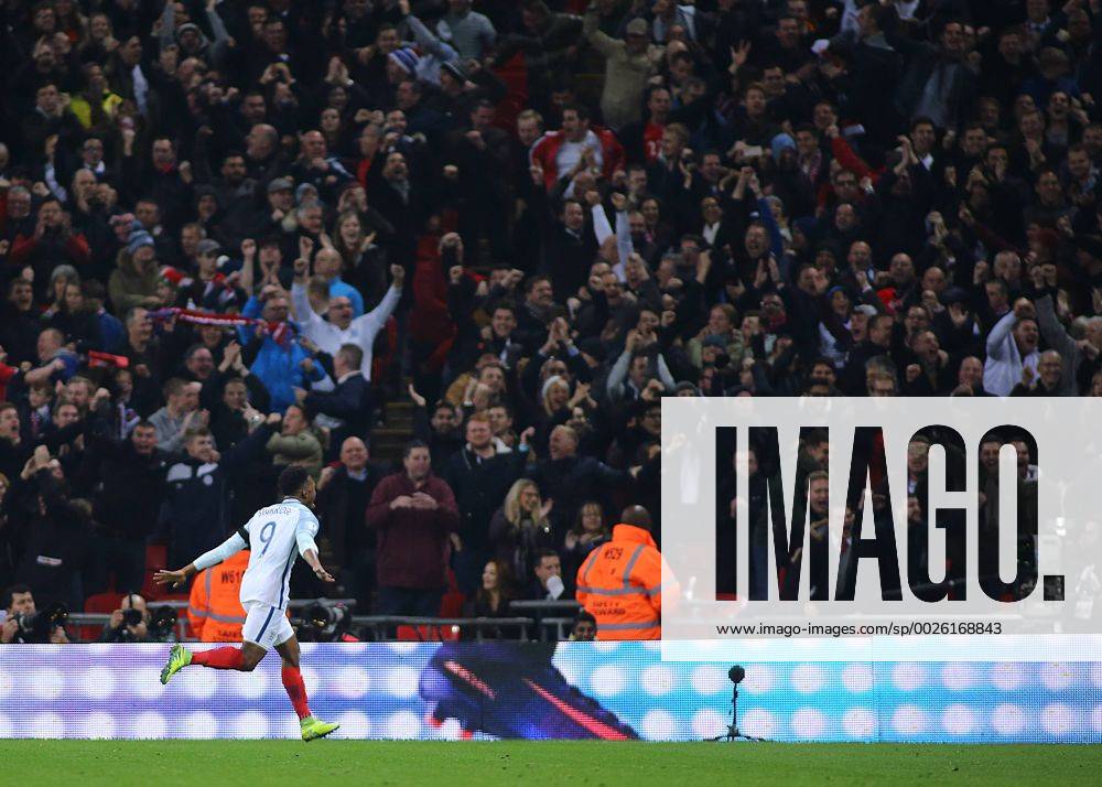 Wembley Stadium, London, England. World Cup Qualifying Football. England versus Scotland. Daniel Sturridge of England celebrates heading past Scotland Goalkeeper Craig Gordon, 1-0 England Kertonx ActionPlus11808471