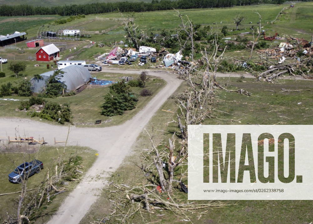 Tornado damaged homes are seen near Carstairs, Alta., Saturday, July 1, 2023. No injuries were reported. Carstairs CANADA - ZUMAc35_ 20230701_zaf_c35_136