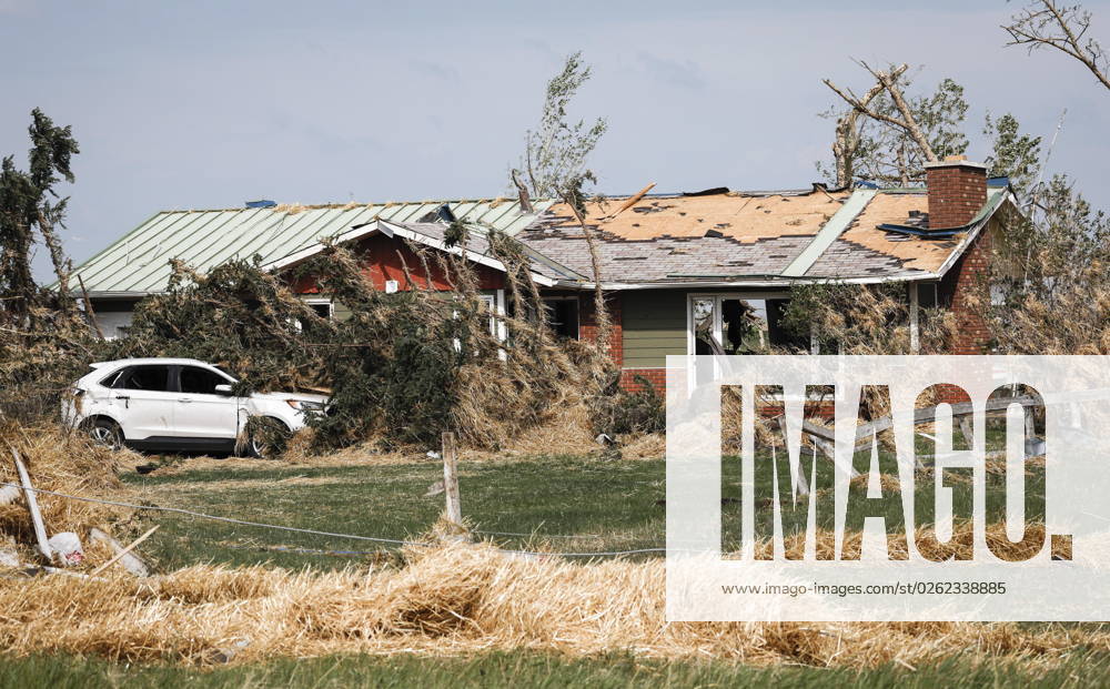 A tornado damaged home is seen near Carstairs, Alta., Saturday, July 1, 2023. No injuries were reported. Carstairs CANADA - ZUMAc35_ 20230701_zaf_c35_137