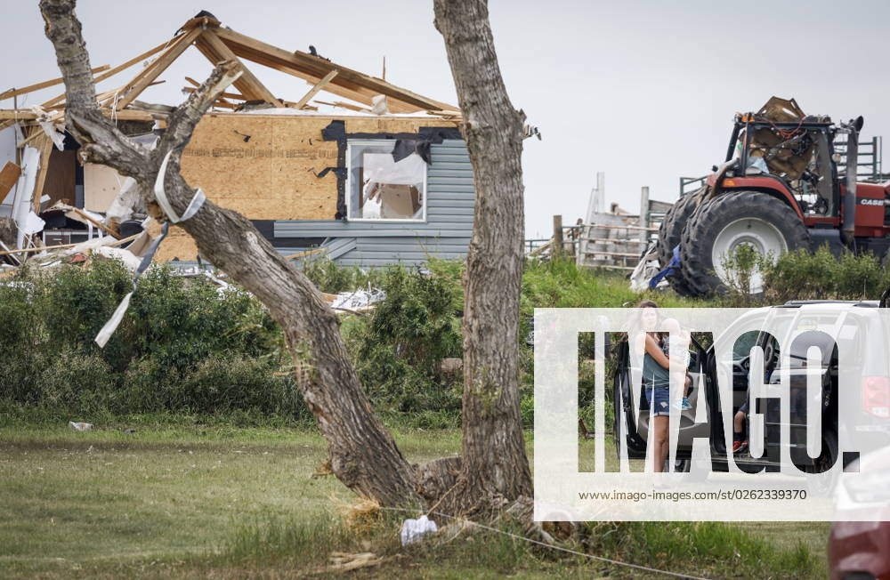 A tornado damaged home is seen near Carstairs, Alta., Saturday, July 1, 2023. No injuries were reported. Carstairs CANADA - ZUMAc35_ 20230701_zaf_c35_139