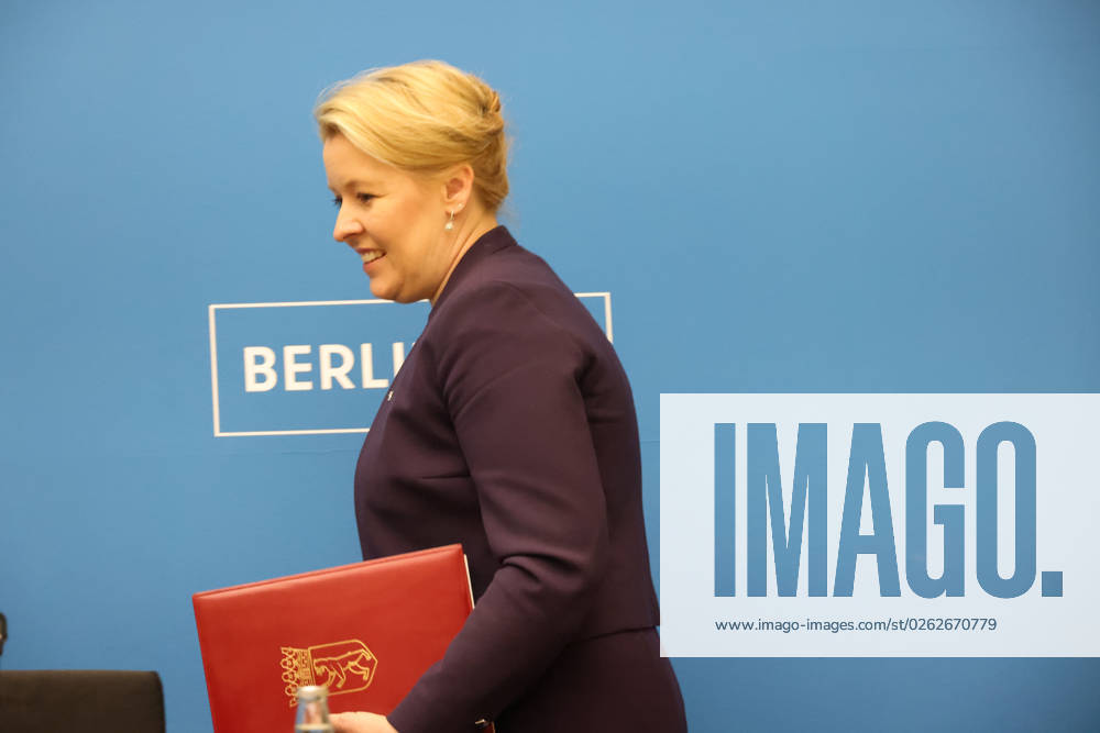 Senate Press Conference Berlin Giffey 04072023, Germany, Berlin, Senate, Senate Press Conference, with Economics Senator Franziska Giffey, Labor Minister Cansel Kizilteppe, both SPD and the new government spokeswoman Christine Richter Berlin Berlin Germany