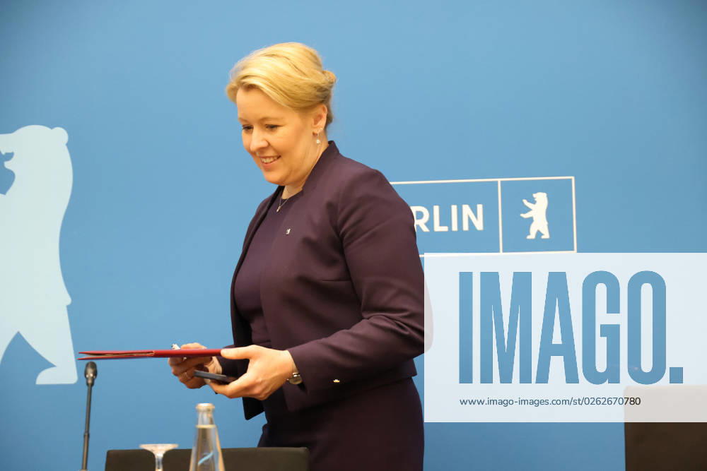 Senate Press Conference Berlin Giffey 04072023, Germany, Berlin, Senate, Senate Press Conference, with Economics Senator Franziska Giffey, Labor Minister Cansel Kizilteppe, both SPD and the new government spokeswoman Christine Richter Berlin Berlin Germany