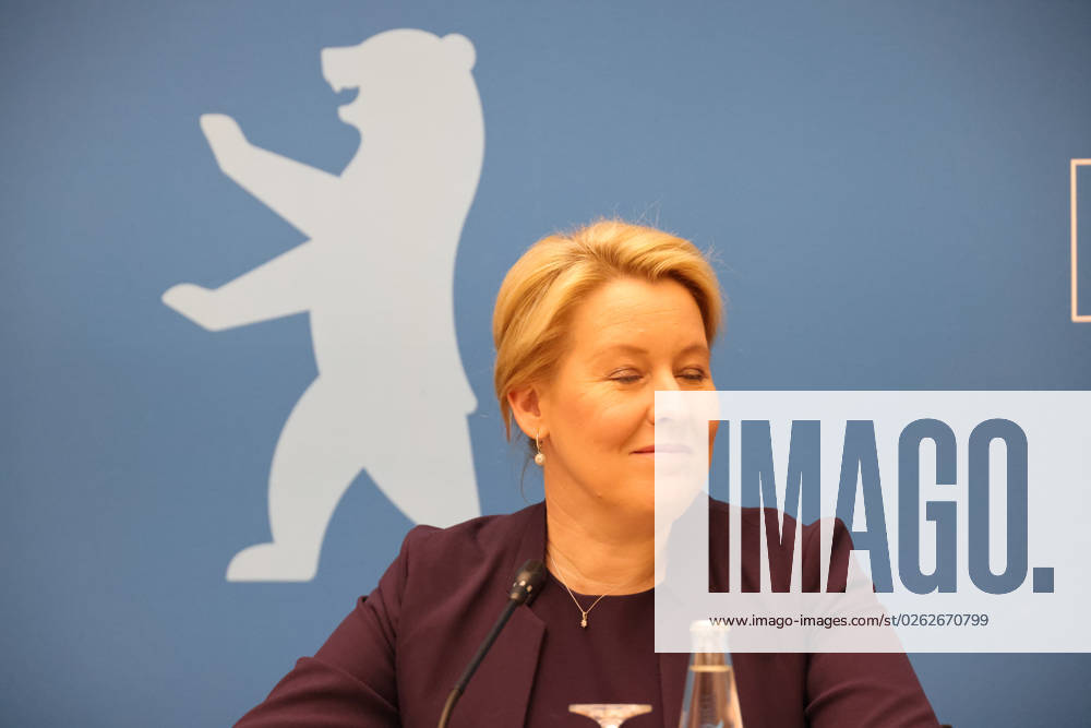 Senate Press Conference Berlin Giffey 04072023, Germany, Berlin, Senate, Senate Press Conference, with Economics Senator Franziska Giffey, Labor Minister Cansel Kizilteppe, both SPD and the new government spokeswoman Christine Richter Berlin Berlin Germany