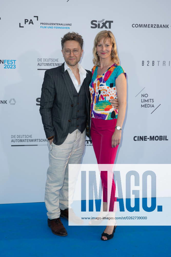Event Produzentenfest 2023 Teresa Weißbach with husband Carsten Fiebeler at the Produzentenfest of the Alliance of German Producers Film Television e V on 04 07 2023 at the Tipi am Kanzleramt in Berlin