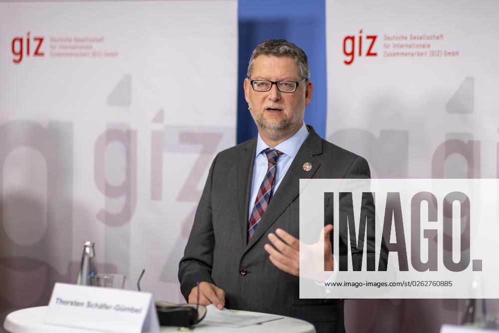 The Spokesman of the Executive Board of the Deutsche Gesellschaft für Internationale Zusammenarbeit GIZ , Thorsten Schaefer Guembe at the Annual Press Conference of GIZ Berlin, 05 07 2023 Berlin Germany