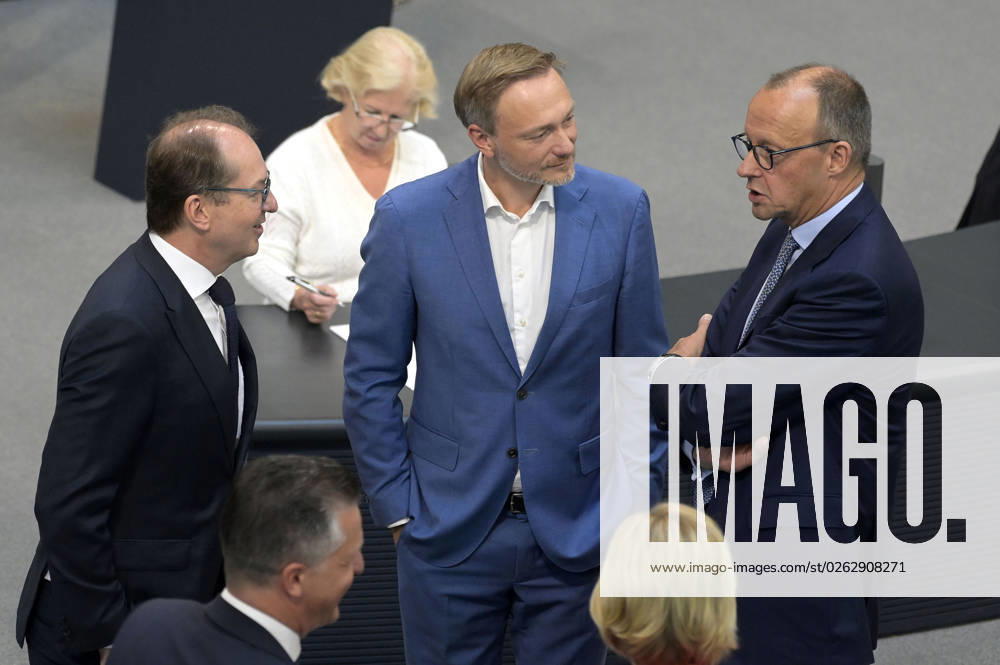 Alexander Dobrindt, Christian Lindner and Friedrich Merz at the 116 session of the German Bundestag in the Reichstag building Berlin, 07 07 2023 Foto:xF.xFuturexImage