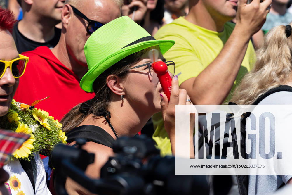 Tens of thousands of people take part in techno parade Rave the Planet Loveparade founder Dr Motte is the organizer Street of 17 June in the Great Tiergarten