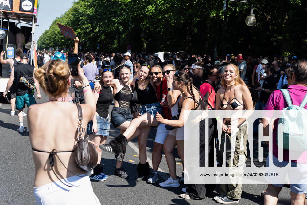 Tens of thousands of people take part in techno parade Rave the Planet Loveparade founder Dr Motte is the organizer Street of 17 June in the Great Tiergarten