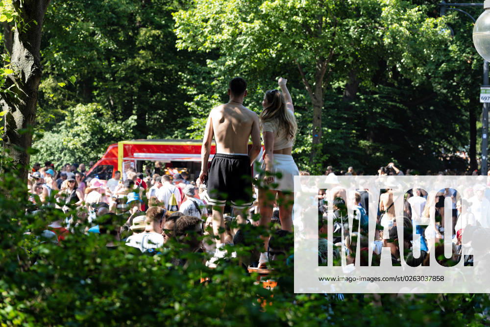 Tens of thousands of people take part in techno parade Rave the Planet Loveparade founder Dr Motte is the organizer Street of 17 June in the Great Tiergarten