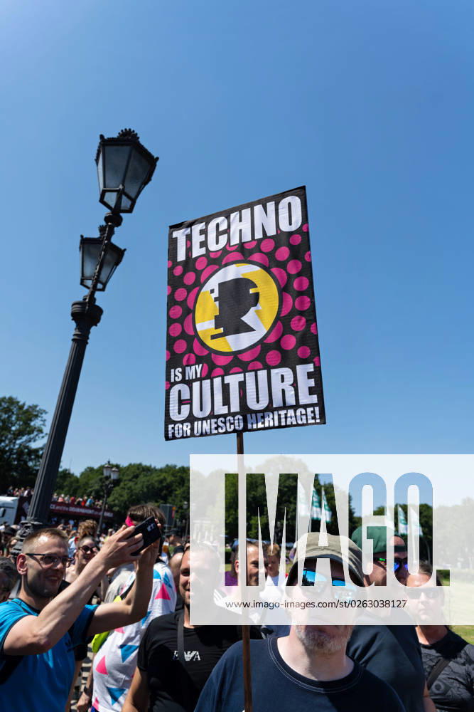 Tens of thousands of people take part in techno parade Rave the Planet Loveparade founder Dr Motte is the organizer Street of 17 June in the Great Tiergarten