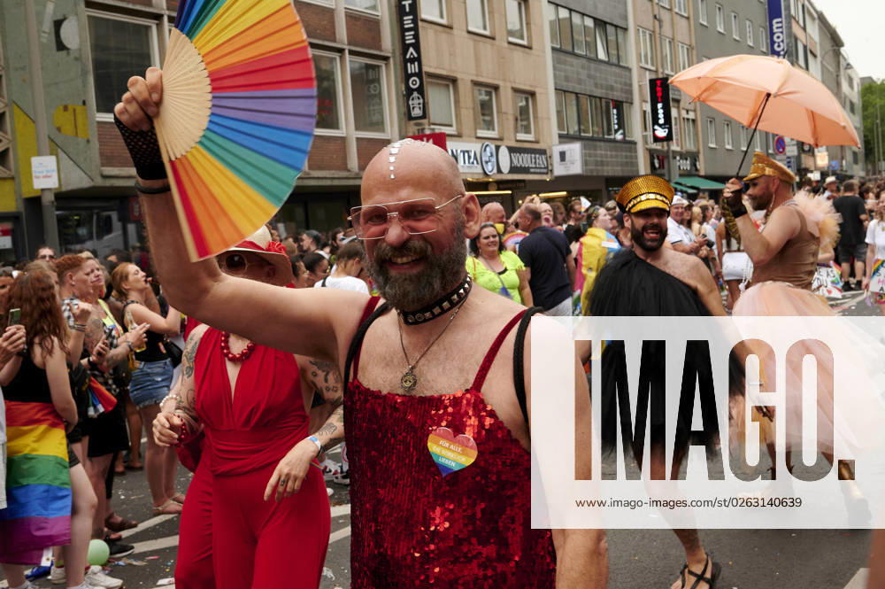 COLOGNE, GERMANY - 9 JULY 2023: Participant of Street Parade of the Christopher Street Day (CSD), Gay Pride. LGBT