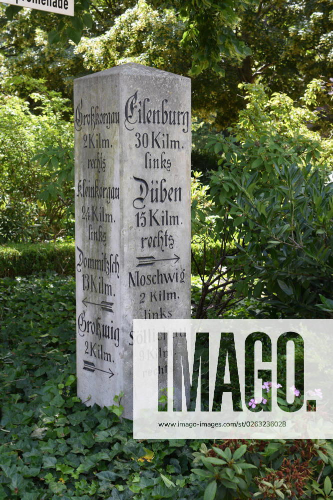 Bad Schmiedeberg signpost Germany Saxony Anhalt county Wittenberg 06905 Bad Schmiedeberg at the Kurhaus Kurpromenade information pillar historical signpost post office pillar