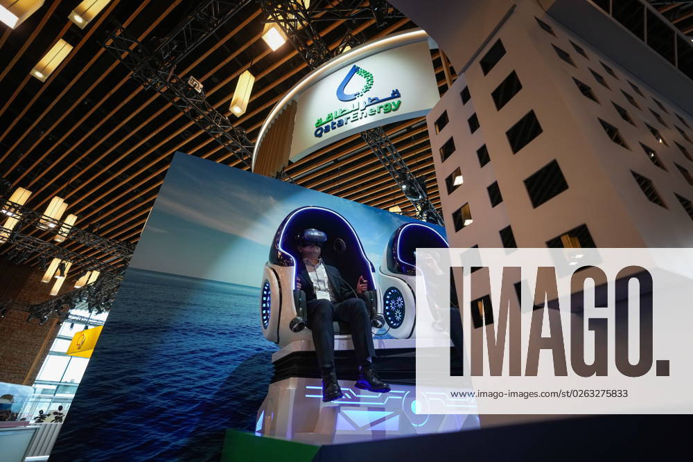 Delegate Dae Ho Son, of Hanwha Ocean, navigates a virtual reality LNG ship at the Qatar Energy booth during the LNG2023 conference, in Vancouver, B.C., Monday, July 10, 2023. VANCOUVER CANADA - ZUMAc35_ 20230710_zaf_c35_133