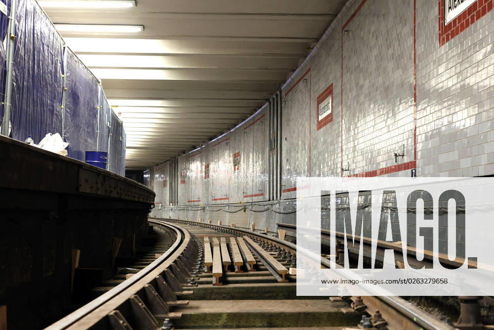 Berlin Germany At the U station Alexanderplatz, the track of the U2 is closed because of an accident, here the ballast is already removed, planks are in place