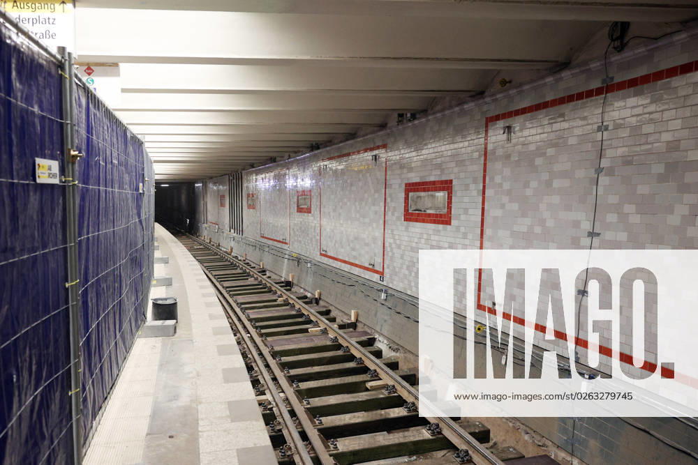 Berlin Germany At the U station Alexanderplatz, the track of the U2 is closed because of an accident, here the ballast is already removed, planks are in place