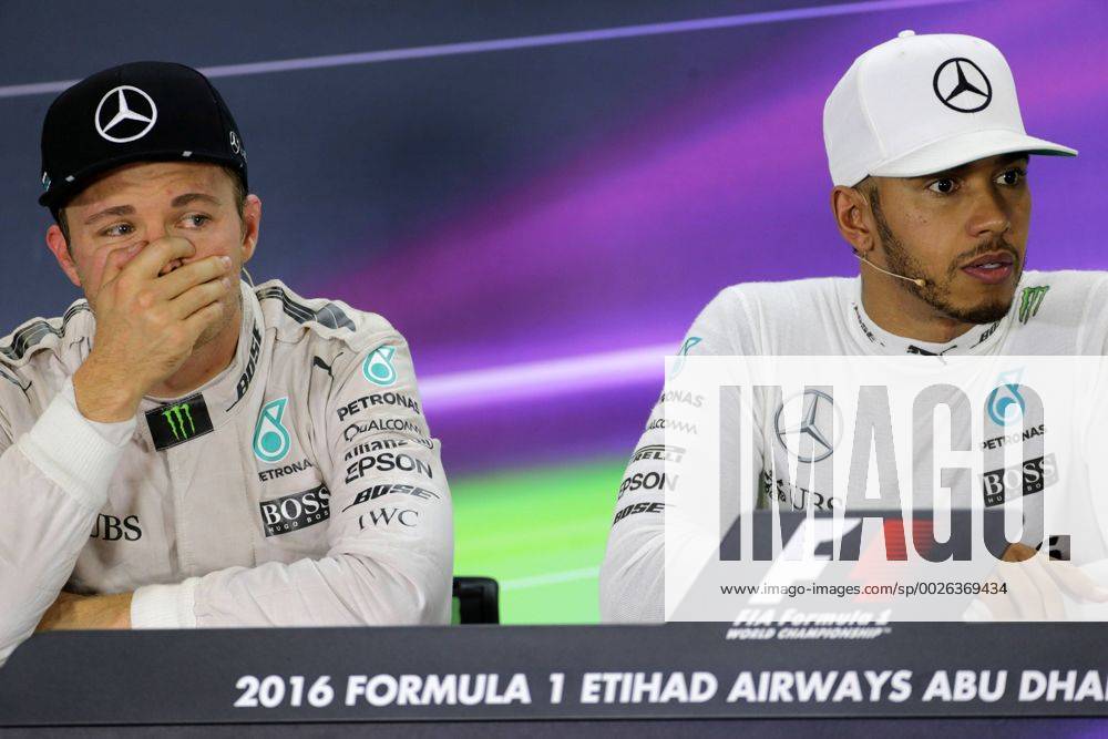 Abu Dhabi Grand Prix, UAE 24 - 27 November 2016 27.11.2016 - Race, press conference PK Pressekonferenz Nico Rosberg (GER) Mercedes AMG F1 W07 Hybrid and Lewis Hamilton (GBR) Mercedes AMG F1 W07 Hybrid