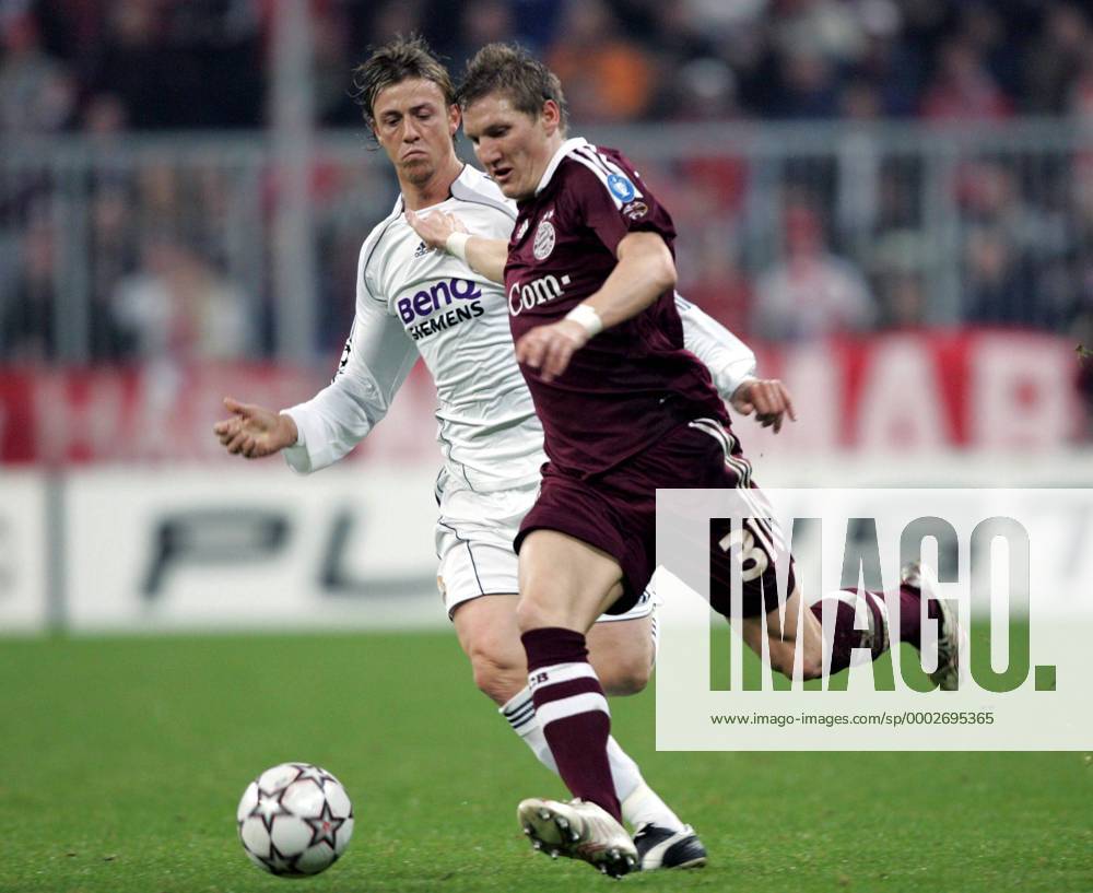 Bastian Schweinsteiger (Bayern, re.) gegen Guti (Real Madrid) Fußball EC 1 Herren Champions League 2006 2007, FC Bayern München - Real Madrid CF 2:1, Achtelfinale Gruppe München Dynamik, Fußball EC 1 Herren Champions League 2006 2007, FC Bayern München - Real Madrid CF 2:1, Achtelfinale Gruppe München Dynamik,