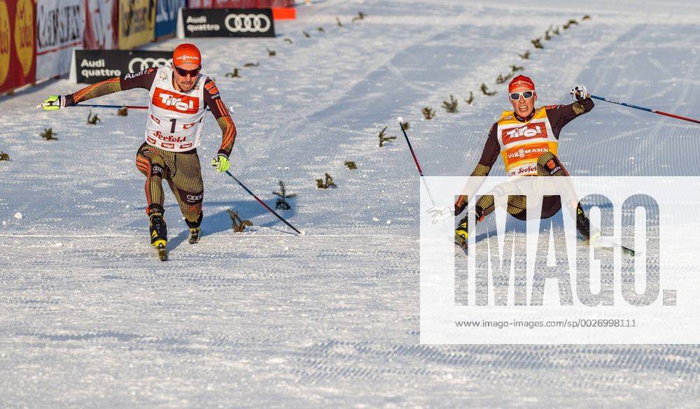 - SPORT 28.01.2017, Casino Arena, Seefeld, AUT, FIS Weltcup Nordische Kombination, Seefeld Triple, Langlauf, im Bild v. l.: Johannes Rydzek (GER), Eric Frenzel (GER) Photofinish f. l.: Johannes Rydzek of Germany Eric Frenzel of Germany during Cross Country Gundersen Race of the FIS Nordic Combined World Cup Seefeld Triple at the Casino Arena in Seefeld, Austria on 2017 01 28. Seefeld EP_fei