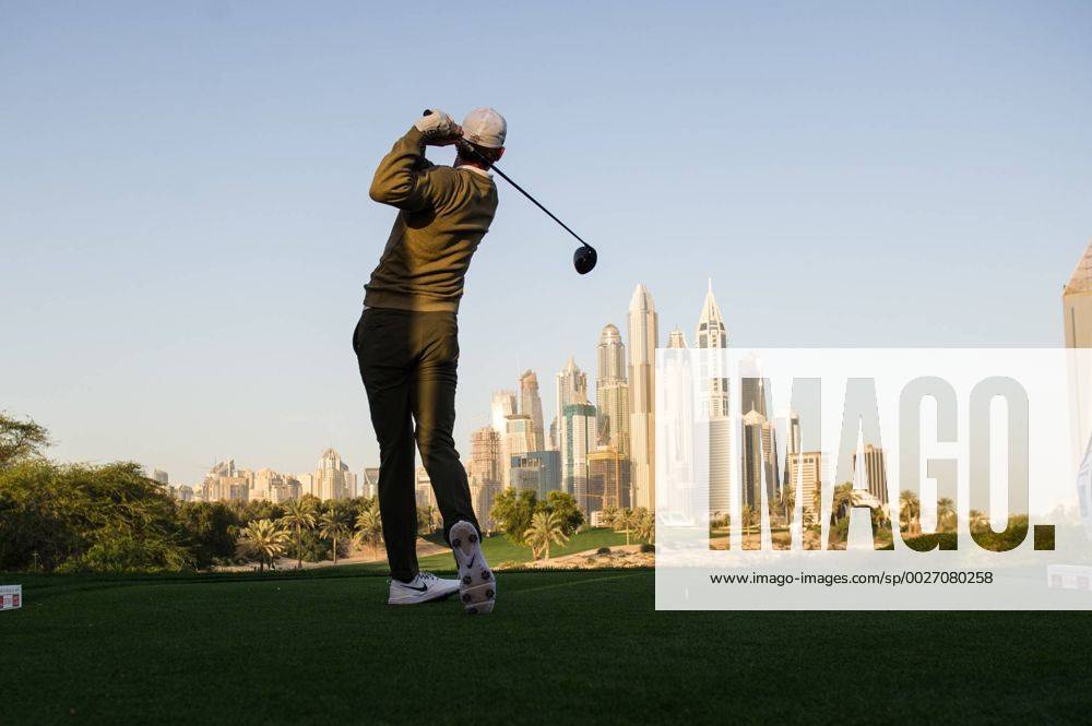 Thomas Pieters of Belgium tees off while completing his second round during the PGA Golf Herren European Tour Dubai Desert Classic Tournament Day 3 at the Emirates Golf Club, Dubai, UAE on 4 February 2017.