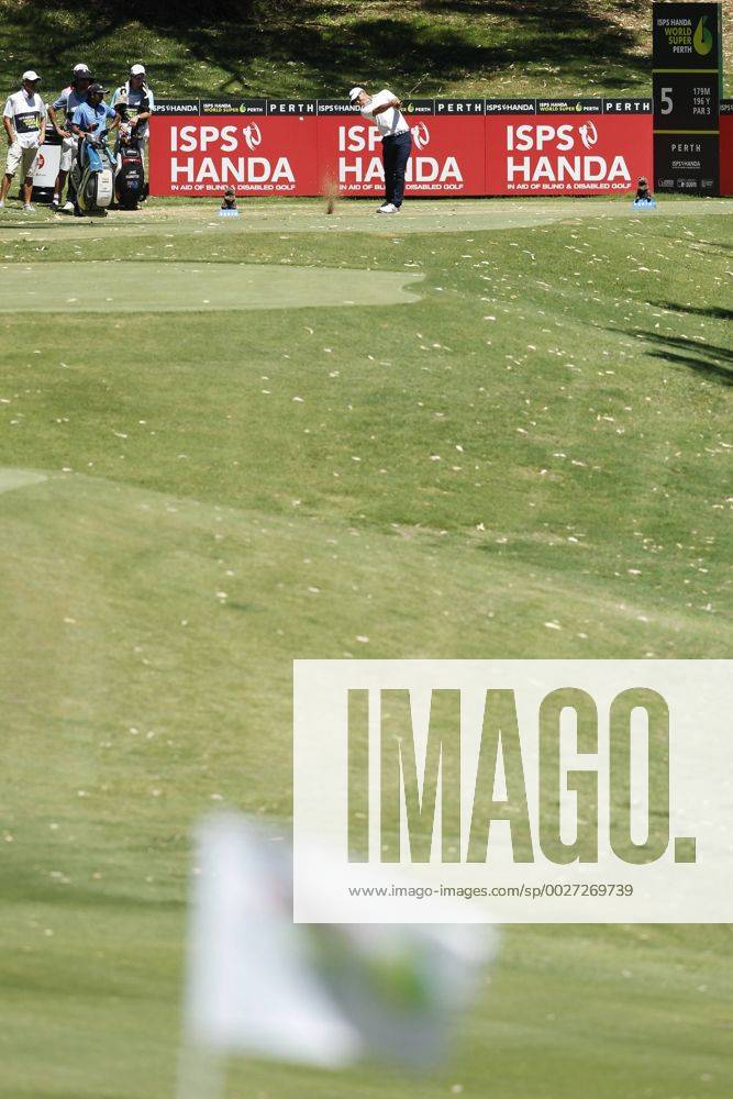 February 18th 2017, Lake Karrinyup Country Club, Perth, Western Australia, Australia; ISPS Handa World Super 6 Perth Golf Tournament Day 3 Jason Scrivener (AUS) drives off the tee on the par 3 5th hole during his round on day 3 Woodleyx ActionPlus11847458