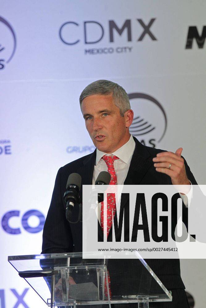 Commissioner of the PGA Golf Herren Tour Jay Monahan speaks during a press conference PK Pressekonferenz before the Mexico Golf Championship at the Chapultepec Club in Mexico City, Mexico, 01 March 2017. The competition will be celebrated between the 2 and 5 March. MEXICO GOLF CHAMPIONSHIP !ACHTUNG: NUR REDAKTIONELLE NUTZUNG!