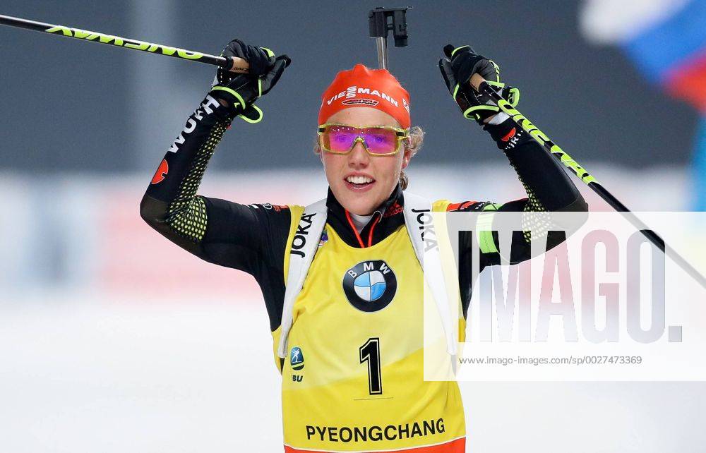 BIATHLON - IBU WC Pyeongchang PYEONGCHANG,SOUTH KOREA,04.MAR.17 - BIATHLON - IBU World Cup, 10km pursuit, ladies. Image shows the rejoicing of Laura Dahlmeier (GER). GEPAxpictures xChristianxWalgram