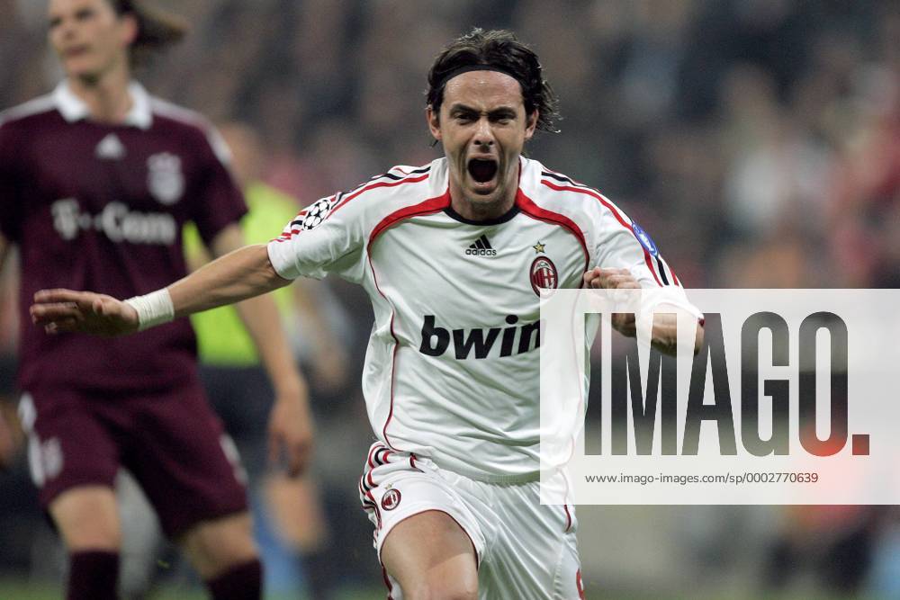 Filippo Inzaghi (AC Mailand) - Torjubel Fußball EC 1 Herren Champions League 2006 2007, FC Bayern München - Milan 0:2 Einzelbild München Freude, Begeisterung, Fußball EC 1 Herren Champions League 2006 2007, FC Bayern München - Milan 0:2 Einzelbild München Freude, Begeisterung,