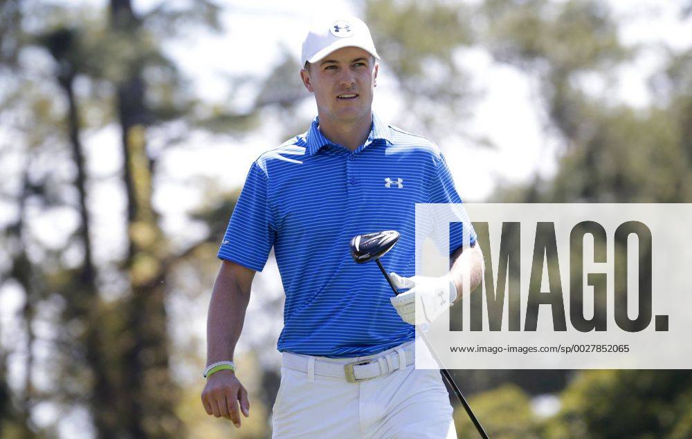 Jordan Spieth walks to the fairway after hitting a tee shot while playing a practice round at the 2017 Masters Tournament at Augusta National Golf Club in Augusta, Georgia on April 2, 2017. AUG20170402108 JOHNxANGELILLO
