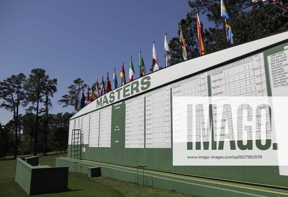 The par 3 championship entries are on a tournament score board at the 2017 Masters Tournament at Augusta National Golf Club in Augusta, Georgia on April 2, 2017. AUG20170402123 JOHNxANGELILLO