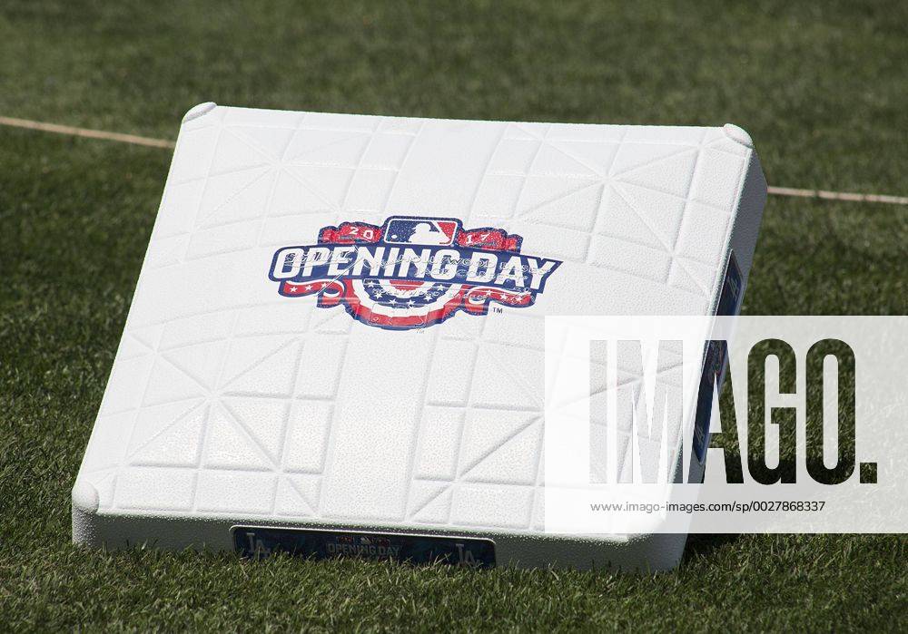 Los Angeles, California, U.S - Opening Day game festivities at Dodger Stadium for its opening day game against the San Diego Padres on Monday April 3, 2017 in Los Angeles California. Opening Day base pad. 2017 Dodgers Opening Day - ZUMAp124 20170403_zaa_p124_022