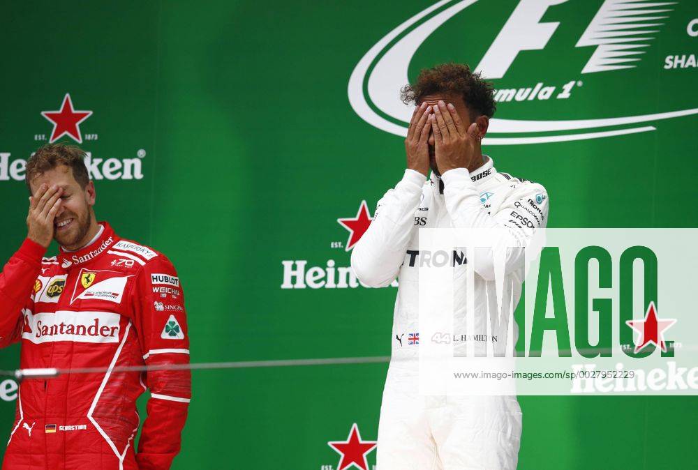 Shanghai: Motorsports: FIA Formula One World Championship WM Weltmeisterschaft 2017 5 Sebastian Vettel (GER, Scuderia Ferrari) 44 Lewis Hamilton (GBR, Mercedes AMG Petronas) Chinese Formula One Grand Prix Shanghai Circuit on April 08, 2017 in Shanghai, China. (Photo by Hoch Zwei) Shanghai China