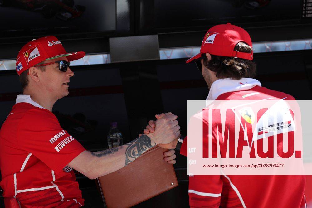 Russian Grand Prix, Sochi 27 - 30 April 2017 27.04.2017 - Kimi Raikkonen (FIN) Scuderia Ferrari SF70H and Antonio Giovinazzi (ITA) Test Driver, Scuderia Ferrari