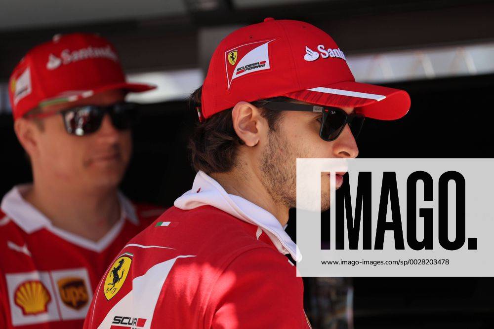 Russian Grand Prix, Sochi 27 - 30 April 2017 27.04.2017 - Kimi Raikkonen (FIN) Scuderia Ferrari SF70H and Antonio Giovinazzi (ITA) Test Driver, Scuderia Ferrari