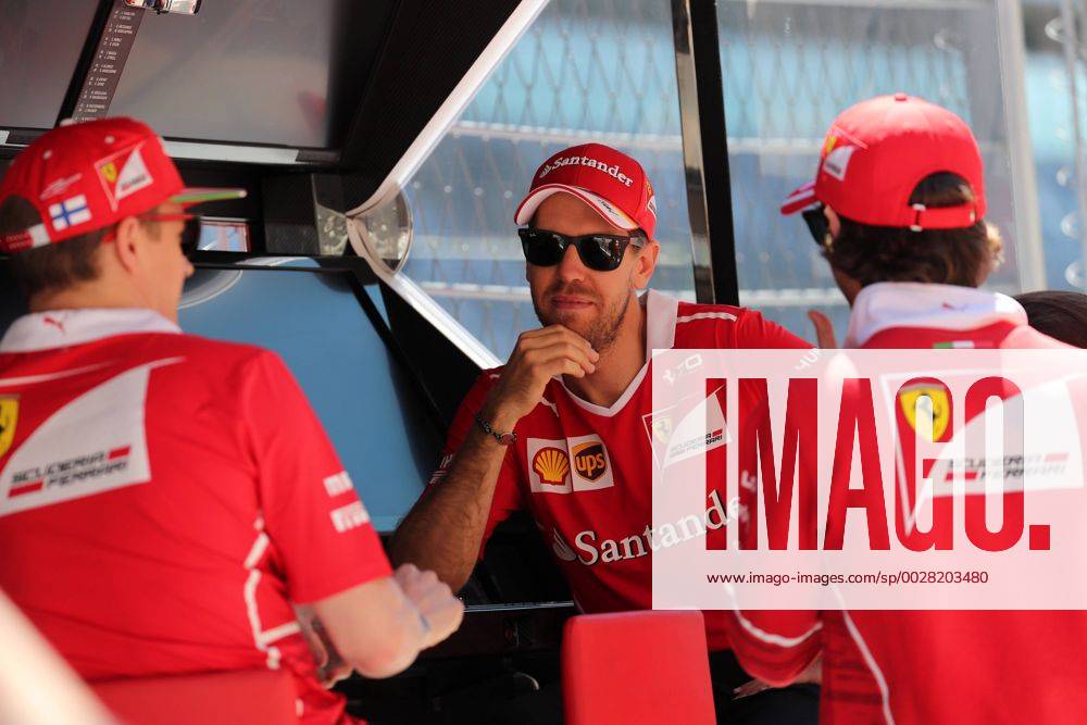 Russian Grand Prix, Sochi 27 - 30 April 2017 27.04.2017 - Kimi Raikkonen (FIN) Scuderia Ferrari SF70H, Sebastian Vettel (GER) Scuderia Ferrari SF70H and Antonio Giovinazzi (ITA) Test Driver, Scuderia Ferrari