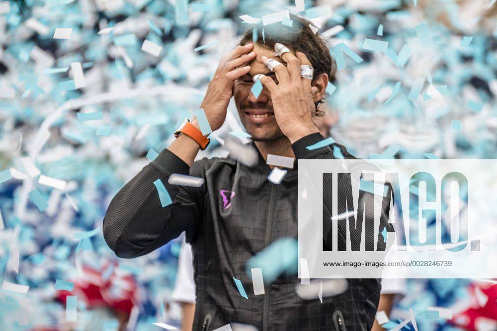 Barcelona, Catalonia, Spain - AFAEL NADAL (ESP) is covered by confetti during the ceremony for his 10th title at the Barcelona Open Banc Sabadell after winning the final against Dominic Thiem Rafael Nadal Wins 10th Title at Barcelona Open - ZUMAo105 20170430_zap_o105_014