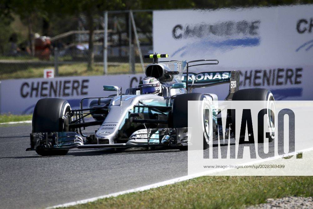 Montmelo, Spain - Valteri Bottas, of Mercedes, during the first training session of GP of Spain in Montmelo, at Catalunya s Circuit on May 12, 2017 F1 GP Spain 2017 - Training Session - ZUMAn230 20170512_zaa_n230_106