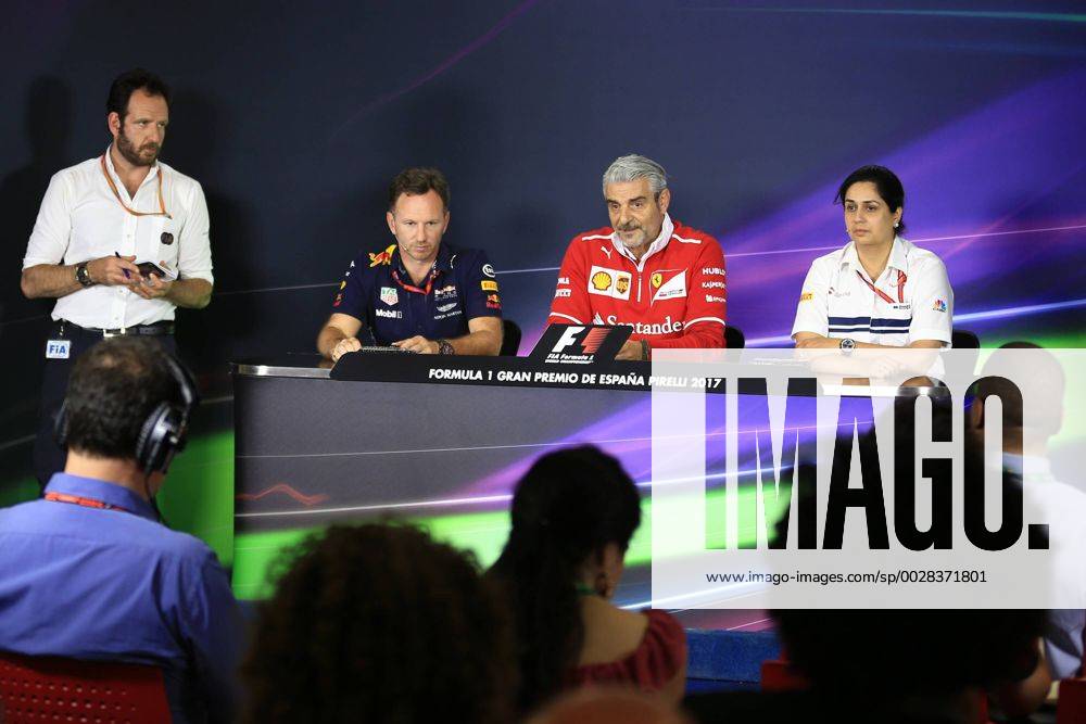 May 12th 2017, Circuit de Barcelona, Catalunya, Spain; Spanish Formula One Grand Prix; Friday Practice; Maurizio Arrivabene & x2013; Managing Director and Team Principal of Scuderia Ferrari, Christian Horner - Team Principal of Red Bull Racing and Monisha Kaltenborn & x2013; Team Principal of Sauber Motorsport xLeannexBoonx ActionPlus11878401