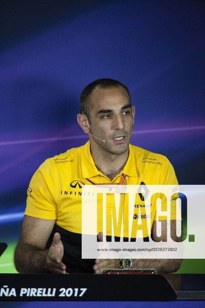 May 12th 2017, Circuit de Barcelona, Catalunya, Spain; Spanish Formula One Grand Prix; Friday Practice; Renault Racing Managing Director Cyril Abiteboul during the press conference PK Pressekonferenz Guillenx ActionPlus11878460