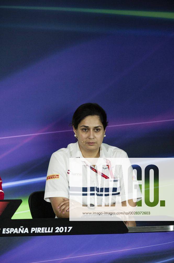 May 12th 2017, Circuit de Barcelona, Catalunya, Spain; Spanish Formula One Grand Prix; Friday Practice; Monisha Kaltenborn, current team principal of the Sauber Formula One team during the press conference PK Pressekonferenz Guillenx ActionPlus11878461