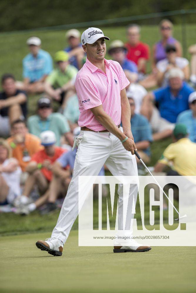 DUBLIN, OH - JUNE 04: PGA Golf Herren golfer Justin Thomas reacts to his missed putt on the 9th hole during the Memorial Tournament - Final Round on June 4, 2017 at Muirfield Village Golf Club in Dublin, Ohio (Photo by Khris Hale Icon Sportswire) GOLF: JUN 04 PGA - the Memorial Tournament - Final Round Icon170604098