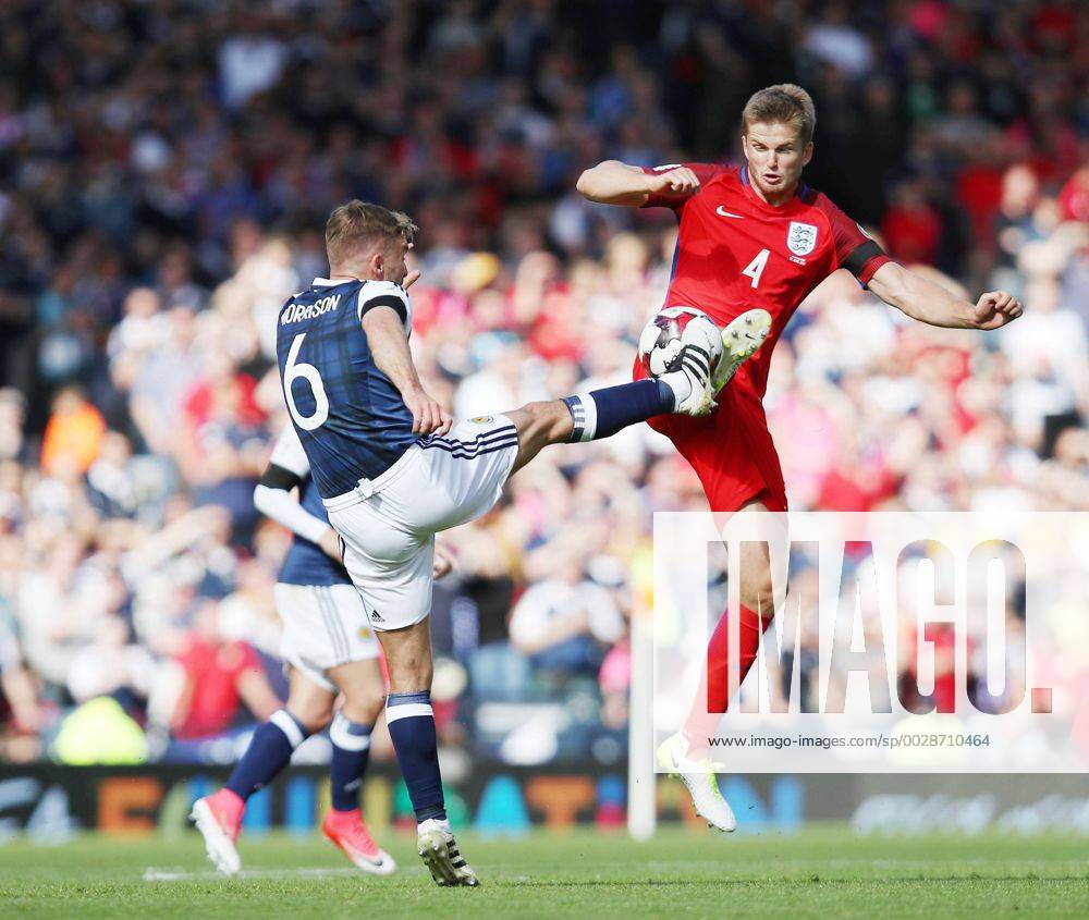 Scotland s James Morrison tussles with England s Eric Dier during the FIFA World Cup WM Weltmeisterschaft Fussball Qualifying match at Hampden Park Stadium, Glasgow Picture date 10th June 2017. Picture credit should read: David Klein Sportimage .