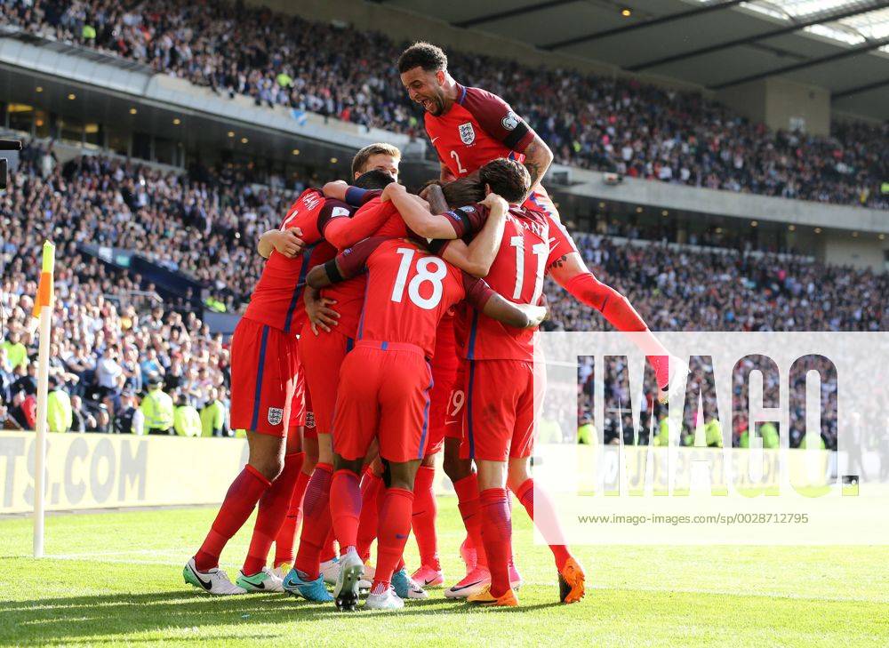 England s Kyle Walker celebrates his sides second goal during the FIFA World Cup WM Weltmeisterschaft Fussball Qualifying match at Hampden Park Stadium, Glasgow Picture date 10th June 2017. Picture credit should read: David Klein Sportimage .