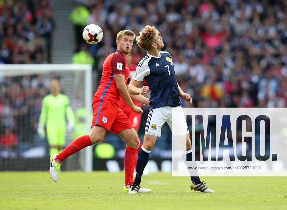 Scotland s Stuart Armstrong tuslses with England s Eric Dier during the FIFA World Cup WM Weltmeisterschaft Fussball Qualifying match at Hampden Park Stadium, Glasgow Picture date 10th June 2017. Picture credit should read: David Klein Sportimage .
