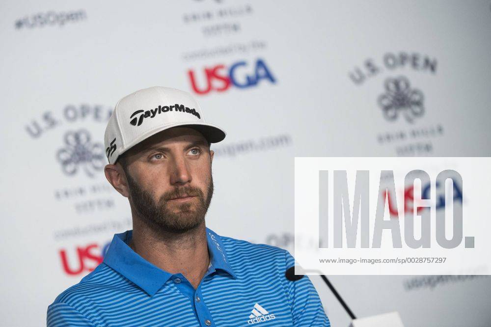 Dustin Johnson speaks to the media during a press conference PK Pressekonferenz prior to the start of the U.S. Open golf championship at Erin Hill golf course in Erin, Wisconsin on June 14, 2017. The 117th U.S. Open will start tomorrow. WIS20170614330 KEVINxDIETSCH