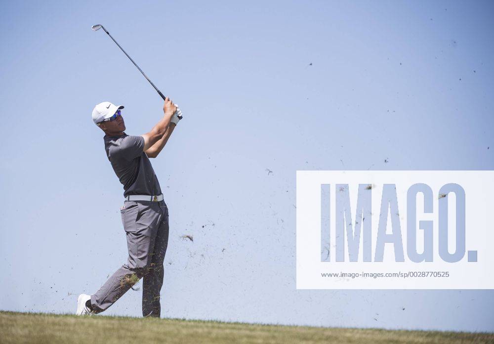 Cameron Champ hits on the 8th fairway during round 2 of the 117th U.S. Open golf tournament at Erin Hill golf course in Erin, Wisconsin on June 16, 2017. WIS20170616335 KEVINxDIETSCH