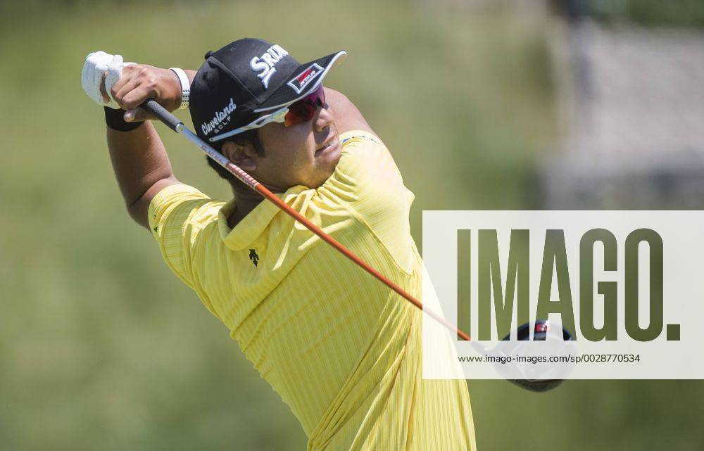 Hideki Matsuyama hits off the 1st tee during round 2 of the 117th U.S. Open golf tournament at Erin Hill golf course in Erin, Wisconsin on June 16, 2017. WIS20170616342 KEVINxDIETSCH