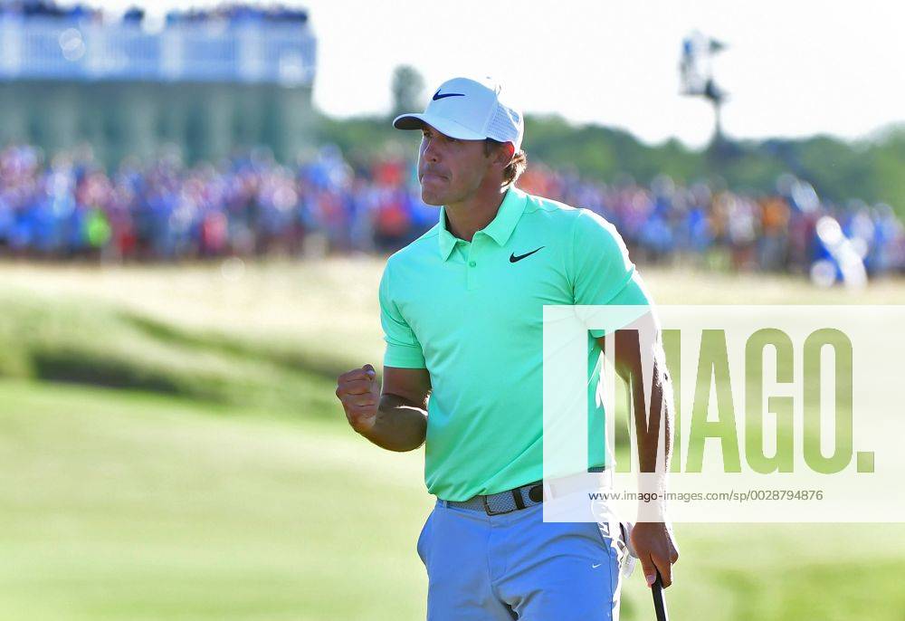 Brooks Koepka reacts on No. 18 after winning the 117th U.S. Open golf tournament at Erin Hill golf course on June 17, 2017, in Erin, Wisconsin. WIS20170618573 KEVINxDIETSCH
