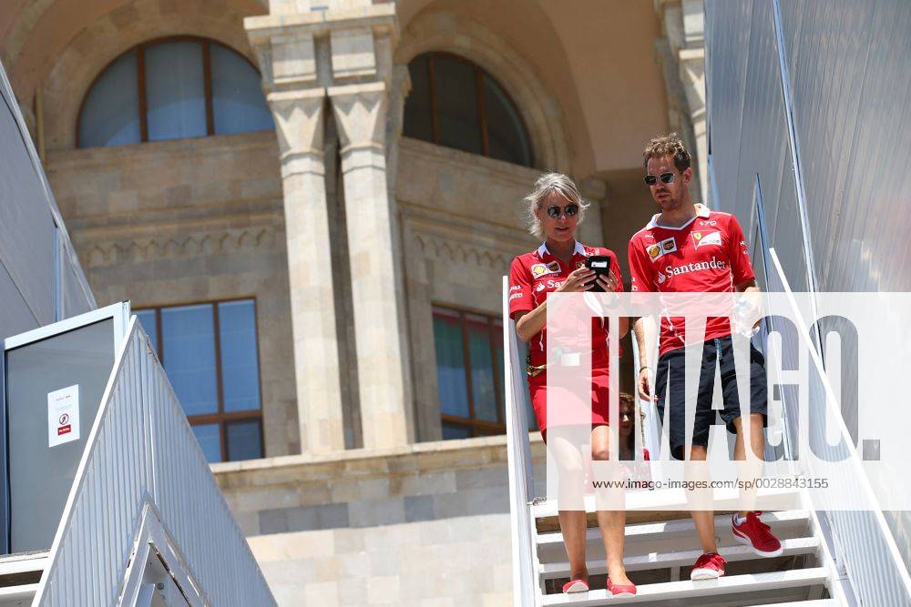 - SPORT Azerbaijan Grand Prix, Baku 22 - 25 June 2017 24.06.2017 - Britta Roeske (AUT) Ferrari Press Officer and Sebastian Vettel (GER) Scuderia Ferrari SF70H