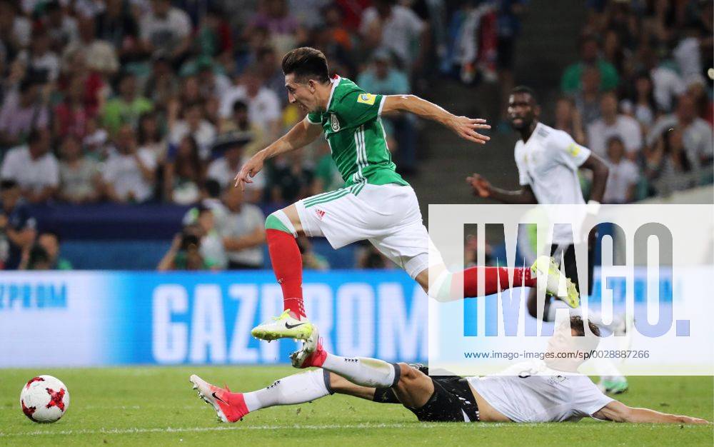 Mexico s Hector Herrera (L) and Germany s Leon Goretzka fight for the ball in their 2017 FIFA Confederations Cup semifinal football match at Fisht Stadium. Artyom Korotayev TASS TS0557CA